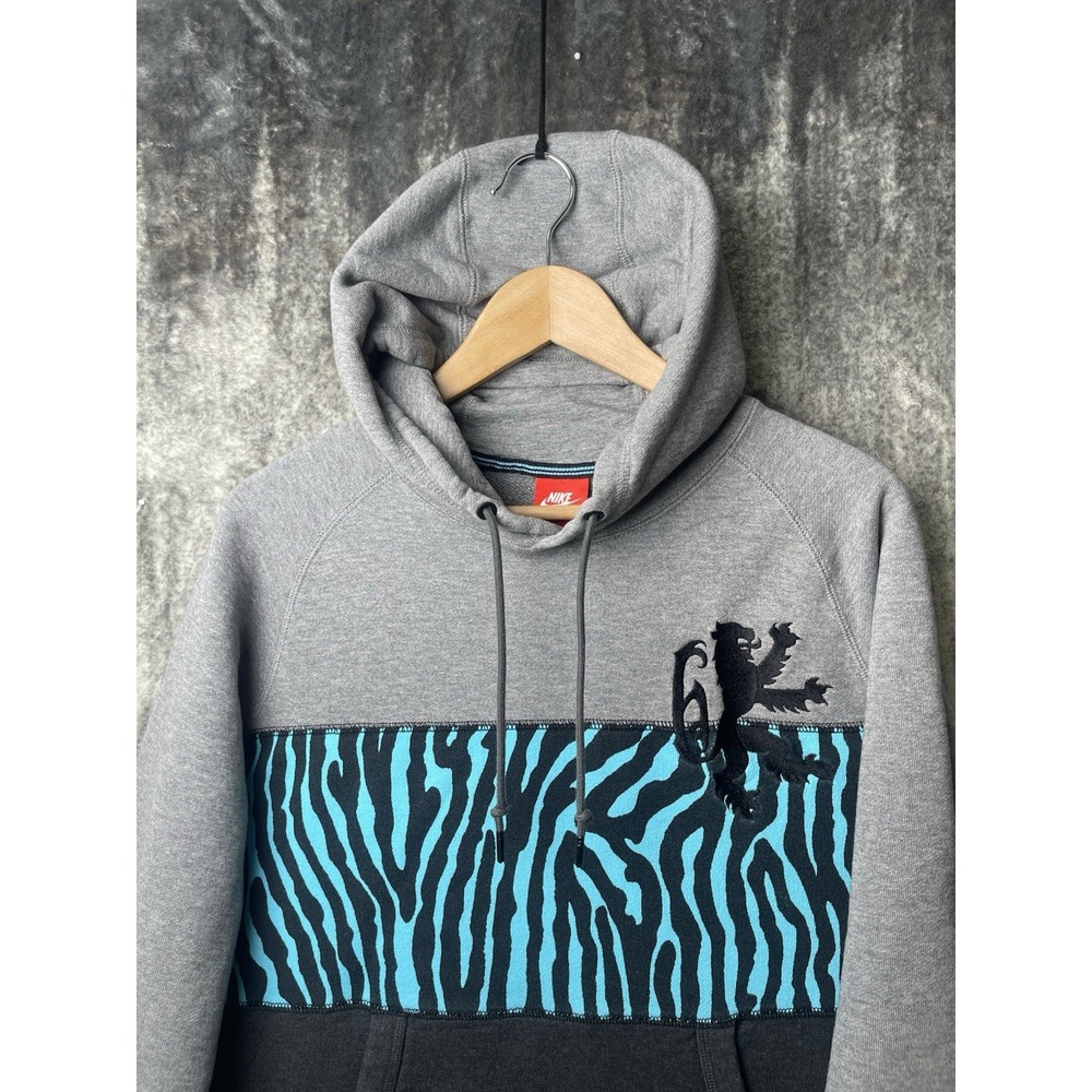 Lebron James Nike Hoodie Men Large Gray LBJ Safari Print Colorblock Fleece - Picture 7 of 9